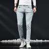 Jeans Masculino Slim Jeans Skinny Masculino Novo Elastic Coreano Moda Multi-Botão Azul Branco Vintage Wash Algodão Calças Denim Stretch L230724