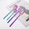 20st Blue Cutlery Set Matte Dinnerware Set Dessert Fork 18/10 Rostfritt stål Flatvarukniv Kniv Fork Fork Tabeller Set L230704