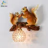 Wall Lamps Modern Carved Squirrels LED Lamp Bedroom Restaurant Study Bedside Resin Light Living Room Decoration Crystal