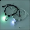 Bracelets De Charme Mode Lumineux Lune Étoile Perlé Couple Corde Réglable Bracelet Assorti Ami Amour Cadeaux Bijoux 2 Pcs Drop Deliver Dhc8G