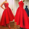 Klassieke Eenvoudige Rode Puffy Baljurk Hi Lo Avondjurken Sweetheart Rits Terug Goedkope Prom Arabisch Dubai Formele Partij Gowns237H