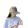 Ball Caps Fashion Sequins Baseball Cap For Women Summer Girls Female Snapback Mesh Casual Adjustable Sun Hat Drop Delivery Accessories Hats