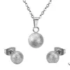 Wedding Jewelry Sets Gold Sier Ball Round Stainless Steel Set Women Party Pendant Necklace Earrings Drop Delivery Dh0Yz