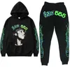 Sp5der Young Thug 555555 Felpe con cappuccio da uomo Felpe con cappuccio Nero Marrone Ragno Felpa con cappuccio Felpa con foto reale Tuta Web Pullover Felpa con cappuccio Pantaloni sportivi Set S-2XL 0M2L