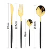 JANKNG 24 Stücke Schwarz Gold Besteck Set Edelstahl Geschirr Abendessen Messer Gabel Löffel Geschirr Küche Zubehör Besteck L230704