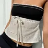 Dames Tanktops Jaren 2000 Retro Schattig Kant Rand Strapless Tube Tops Zomer Mouwloos Schouderafhangend Cropped Chic Y2K Vintage Tie Up Ruglooze 230721