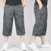 Jeans Masculino Verão Casual Algodão Cargo Shorts Macacões Comprimento Longo Multi Bolsos Calças Militares Cropped Masculino 230724