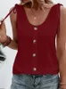 Women's Tanks White Loose Blouses Tank Summer Sleeveless Fashion V-neck Lace Up T-Shirt Vest Tops Casual Button Shirts Female Clothing