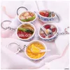 Sleutelhangers 4Cm Novelty Simation Food Chains Party Favor Noodle Creatieve Sleutelhanger Chinees Blauw En Wit Porselein Kom Mini Bag Drop De Dhyri