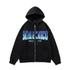 Erkek Hoodies 2023 Spring Ins Trend hoodie y2k moda havlu işlemeli hırka fermuar artı polar çift sweatshirt ceket