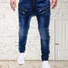 Herr jeans manliga byxor casual byxor svettbyxor jogger dragkedja dragkastfickor fitness träning som kör mager l230724