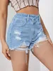 Short Femme Mode Bleu Ciel Dames Trou Taille Haute Denim