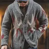 Męskie swetry Maden dzianiny w stylu Vintage Cardigan Men Sweater Indiana grube dzianinowy trend uliczny geometryczny trend V-dionuku harajuku dzianiny t230724