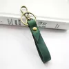 Keychains Handmade Genuine Leather Key Chains For Women Vintage Cowhide Car Keychain Dark Green Bag Hanging Decoration Rings Wholesale