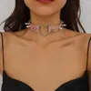 Gargantilla con patrón para mujer, gargantilla gótica Sexy con cierre Harajuku, collar con remaches de llave de corazón, gargantillas Punk góticas negras