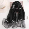 Foulards véritable foulard en soie mode féminine grands châles de protection solaire enveloppes léger motif rayé laine pour femme