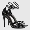 Summer Luxury Brands Patent Leather Sandals Shoes Strappy High Heel Gold Black Red Pumps Party Wedding Gladiator Sandalias With Box.EU35-43