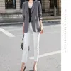 Trajes de mujer, traje gris, chaqueta de manga larga, otoño 2023, estilo coreano, informal, elegante y a la moda, Top drapeado