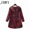 Femmes Vestes Femmes Hiver Floral Imprimé Manteau Vintage Harajuku Plus La Taille Lâche Casual Vestes Plus Velours Épais Chaud À Capuche Mode Manteau L230724