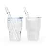 US Warehouse 3oz Sublimation Frosted Clear Shot Glass Wine Tumblers LidとStraw Drinking Glasses Z11