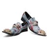 Elegante Big Size Printing Banket Schoenen Mode Puntschoen Nachtclub Jurk Schoenen Sociale Mannen Echt Leer Prom Schoenen