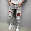 Hommes hommes Slim-Fit déchiré mâle jean peint mode Patch mendiant pantalon Jumbo hommes crayon Hip Hop goutte YHRX L230724