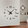 Relógios de parede Grande 3D DIY Design moderno Relógio Quartzo Agulha Acrílico Espelho Mecanismo Adesivos Home Living Room Decoração