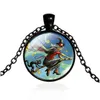 Pendentif Colliers Citrouille Lanterne Sorcière Avec Balai Collier Chat Noir Et Chauve-Souris Photo Verre Gem Chaîne Halloween Fête Thème Bijoux Dr Dhelr