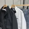 Men s Jackets Korean Style Casual Thin Jacket Spring Large Pocket Stand Collar Fashion Slim Coat Male Brand Clothes Black White 230724