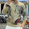 Men's Sweaters High Quality Men's Pullovers Peking Opera Mask Portrait Printing Pattern Knitted Sweater Men Warm Keeping Sweater Pullover T230724