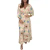 New Autumn Short-Sleeved V-Neck Printed Long High-Waisted Plus Size Jumpsuit For Women