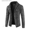 Pulls pour hommes Pure Color Chunky Knit Cardigan Hommes Mode Vêtements Capuche Hommes Pull Manteau Casual Épaissir Cardigan Pull Hommes Bouton Up Manteau T230724