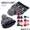 Bonnet/Crâne Casquettes Chapeaux De Noël Pour Parent-Enfant Bébé Chapeau Enfants Bonnet Père Noël Tricoté Hiver Chaud Cap Enfants Adt Nouvel An Fête Drop Delive