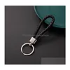 Keychains Lanyards Pu Leather floided Woven Keychain Ring Rings Fit Diy Circle Pendant Key Chains Holder Car Keyrings smycken Access Dhwnn