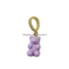 Charms Cute Resin Zircon Teddy Bear Charm Crystal Heart Gold Metal Gargantilha Colar Para Mulheres Meninas Festa Faça Você Mesmo Joias Descobertas Drop D Dh4Sa