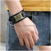 Identificazione Design Fashion Id Bracciale Uomo Tree Of Life Lega Tessuto fatto a mano Ampio cinturino in pelle PU Braccialetto regolabile Gioielli punk Dro