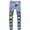 Herenjeans Printing Skinny Ripped Jeans voor heren Slim Stretch Fashion Streetwear Hip Hop Hole Patchwork Jeans Small Feet Denim Broek L230724