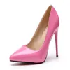 Dress Shoes 2023 Women Luxury Pumps Red Shiny Bottom Pointed Toe Black High Heels Thin Heel 12cm Sexy Wedding Party Ladies