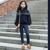 Pullover Girls 'Sweatshirt veckad Wool Hoodie Youth Autumn Winter 10 12 Velvet Warm Children's Clothing Z230724