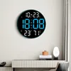 Wall Clocks 12inch 10inch Large Screen Led Round Clock Digital Temperature Humidity Date Display Alarm Modern Home Decoration