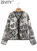 Giacche da donna Zevity Donna Vintage Double Floral Print Giacca in cotone con lacci Cappotto Donna Tasche a maniche lunghe Capispalla casual Chic Top CT2561 L230724