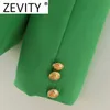 Женские костюмы Blazers Zevity Women Fashion Double Breadsed Candy Coland Blazer Coat Vintage Clazer Clocket
