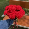 Fleurs décoratives Rose Bouquet de fleurs tricotées à la main Tournesol Crochet artificiel Fini marguerite tissée à la main Décor de fête de mariage Ornement de maison