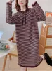 Women's Sweaters Hsa Ladies Winter Hooded Knitted Pullover Sweater Autumn And Mid-Length Striped Wool Bottoming Dress