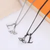 Europe America Fashion Style Chain Necklace Men Lady Women Silver/Svartfärg Metal Flower Cut Pendant M00680