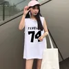 女性の戦車スポーツバスケットボールタンクトップノースリーブTシャツ女性サマーサマー韓国外側のゆるいBF風のトップ