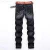 Männer Jeans 2021 Männer Biker Hosen Marke Ripped Loch Männlich Slim Fit Gerade Denim Mann Designer Patchwork L230724