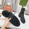 New Autumn and Winter Top Brand Women's Designer G Quilted Lace up Boots Black Boots Martin Boots Long Sleeve Boots Leather Boots35-41