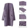 Women's Knits Loose And Simple V-neck Knitting Fried Dough Twists Versatile Fashion Cardigan Middle Long Sweater Coat