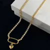 Kvinnor hänge halsband 18k guldpläterad diamant klassisk hjärta älskar dingle smycken för lady oval ihålig ring eleganshalsband